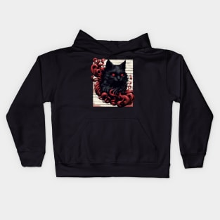 Cool Spooky Abstract Art Black Cat Demon Kids Hoodie